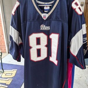 New England Patriots Moss Reebok Navy Blue NFL Jersey